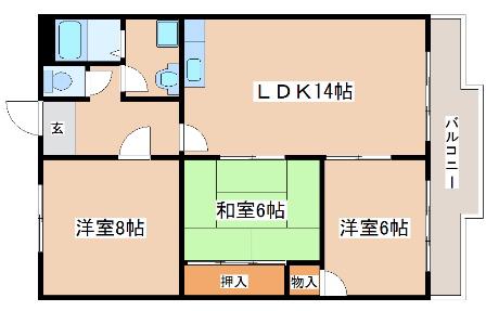 清秀レジデンス(3LDK/2階)の間取り写真