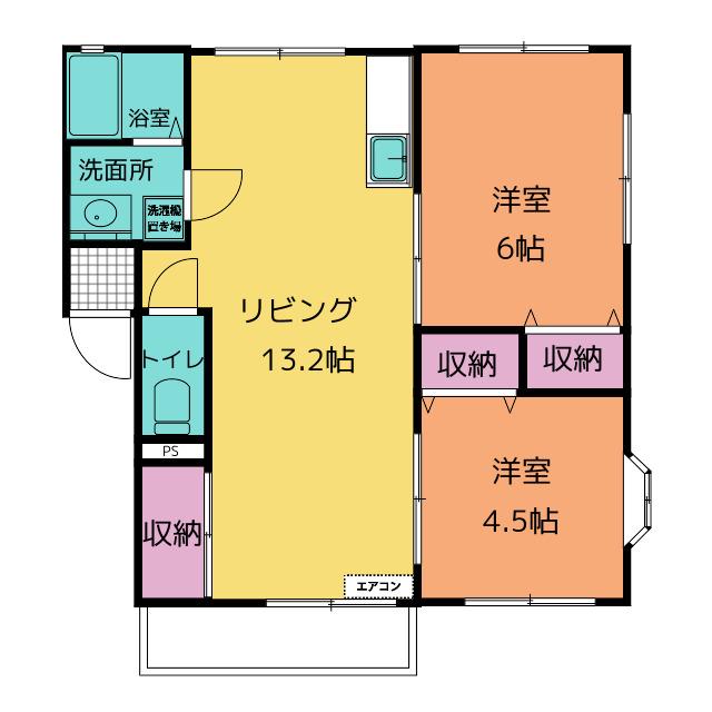 アーバンルネッサンスA棟(2LDK/2階)の間取り写真