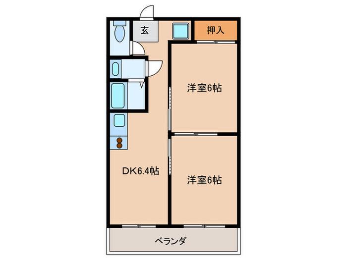 ダイバーシティ神戸長田B棟(2DK/4階)の間取り写真