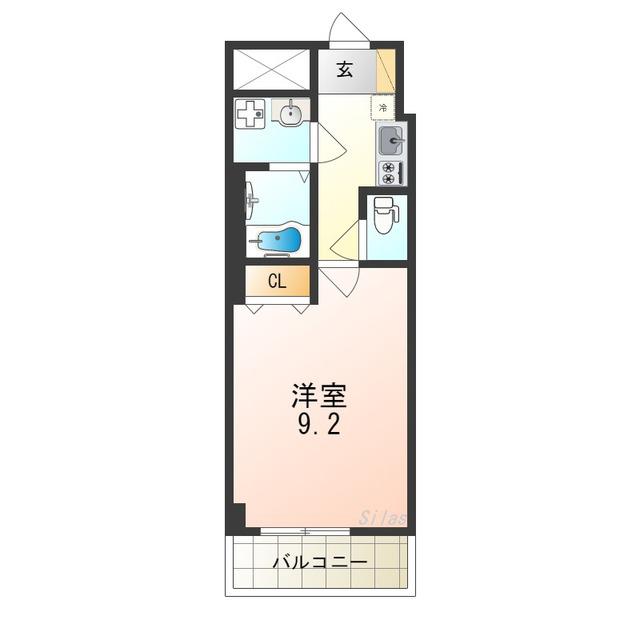 レーヴメゾン三国ヶ丘(1K/6階)の間取り写真