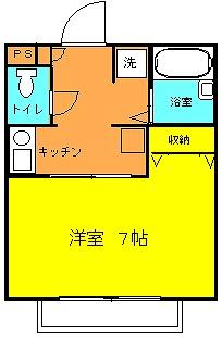 アズール(1K/1階)の間取り写真