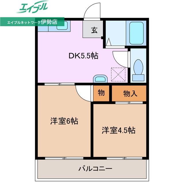 ハイツKT(2DK/1階)の間取り写真