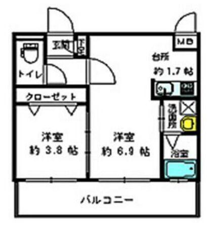 リファレンス中央町(1DK/14階)の間取り写真