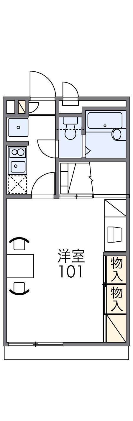 レオパレストルテンツァ(1K/1階)の間取り写真