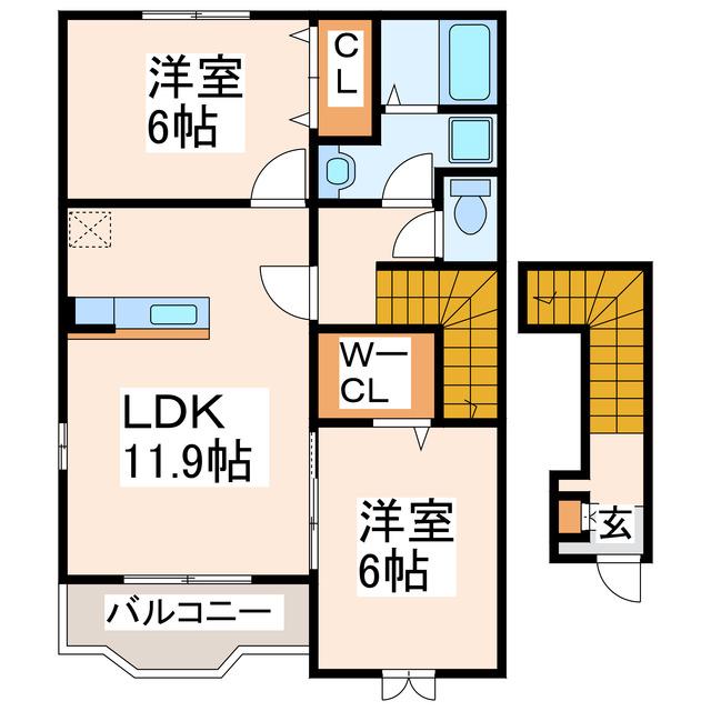 N&YアベニューB・C・D・E・F(2LDK/2階)の間取り写真
