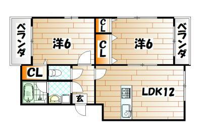 メゾン高田(2LDK/3階)の間取り写真