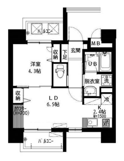ブランシュール北町(1LDK/9階)の間取り写真