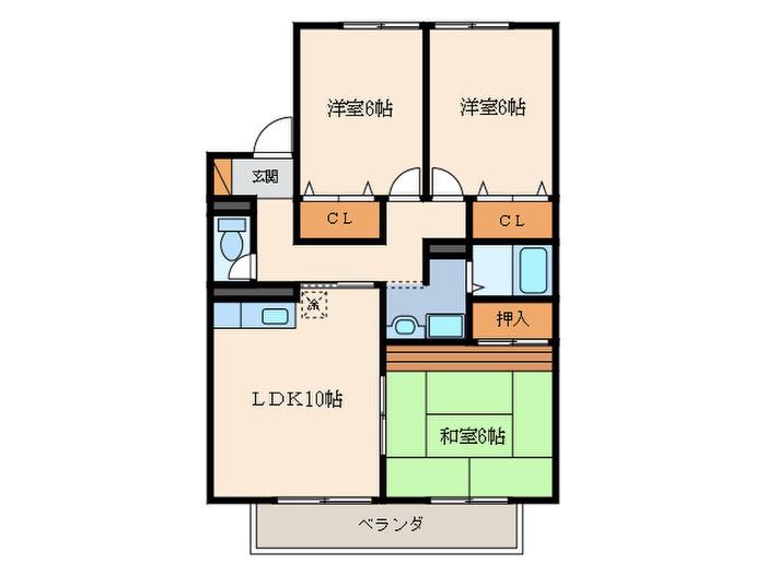 ローズヒップガーデン(3LDK/1階)の間取り写真