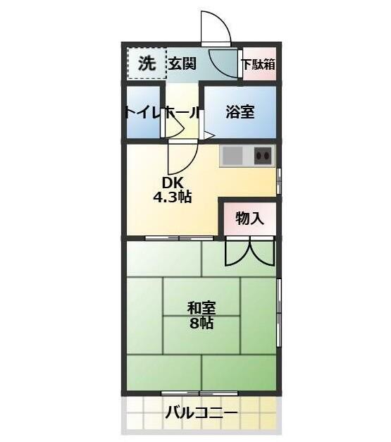 セイユウコーポ(1DK/3階)の間取り写真
