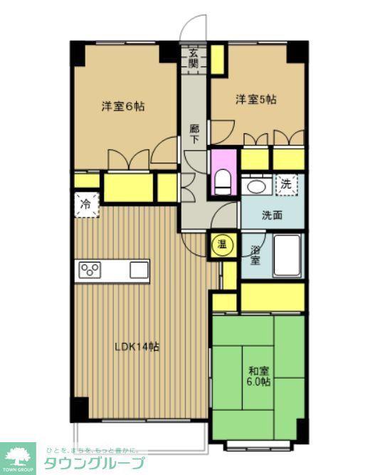 厚木・コアラマンション(3LDK/3階)の間取り写真