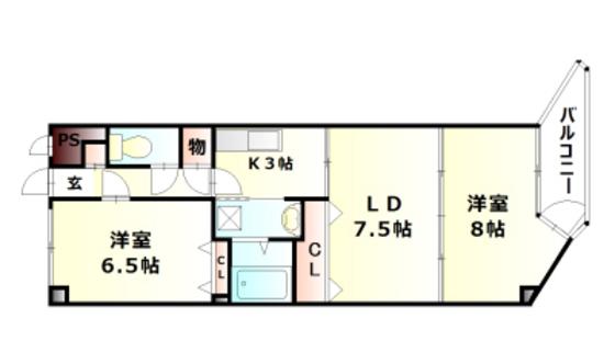 イルサローネ(2LDK/5階)の間取り写真