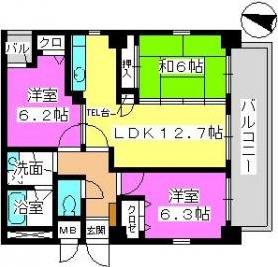 ボン大文字(3LDK/7階)の間取り写真
