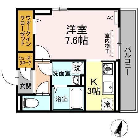アグレッシブファイン(1K/3階)の間取り写真