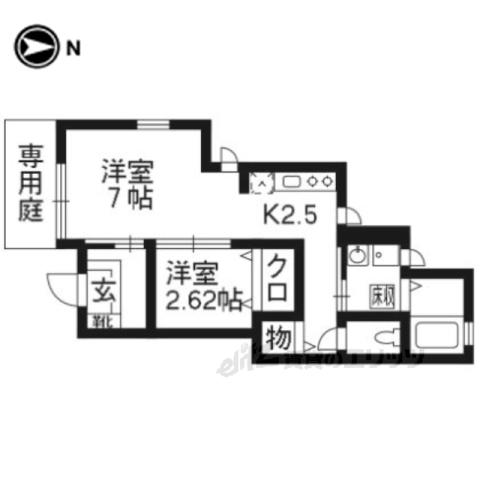 ROSE GARDEN兵庫(1K/1階)の間取り写真