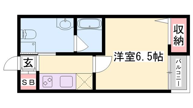 シャトーレ西明石(1K/1階)の間取り写真