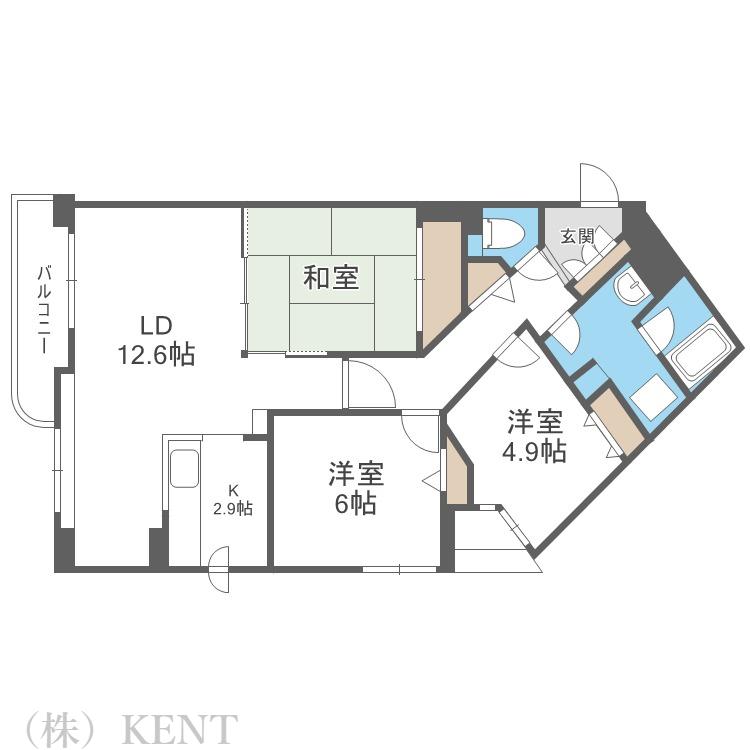 ダイヤパレス山の手5条(3LDK/3階)の間取り写真