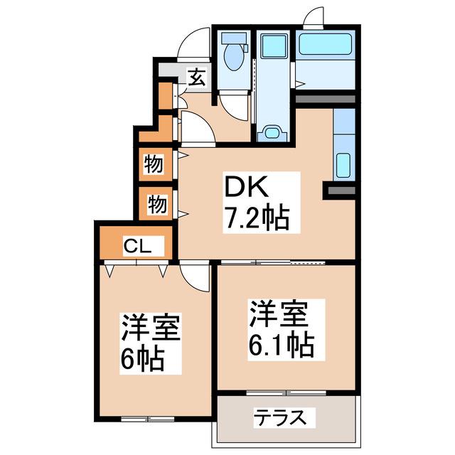 グレイス VILLA II(2DK/1階)の間取り写真