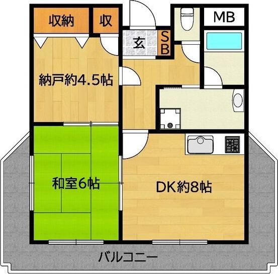 カサヴォストラ喜連3NEW HOPE (2DK/3階)の間取り写真