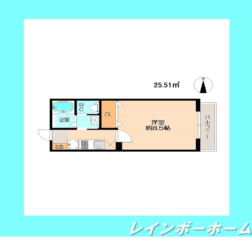 パティオスクエア新松戸A(1K/2階)の間取り写真