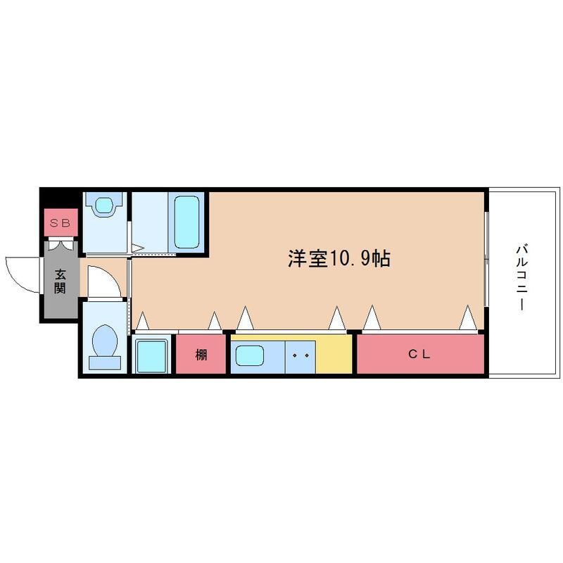 ラフィネ豊中南(1K/6階)の間取り写真