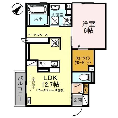 D-ROOMグランデ(1LDK/1階)の間取り写真