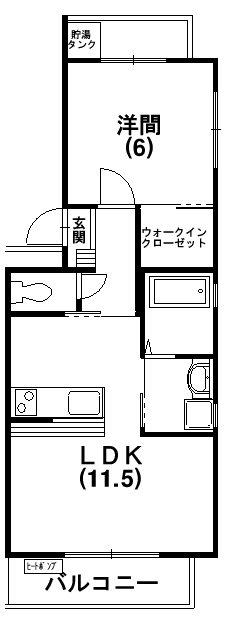 スマートライフ半田山(1LDK/2階)の間取り写真