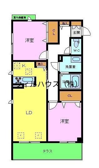 シャーメゾン里丘(2LDK/1階)の間取り写真