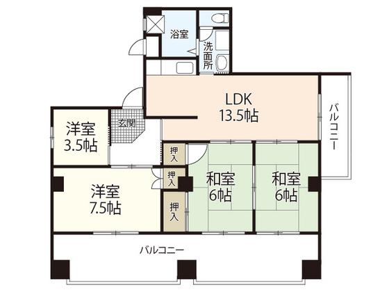 第2吉岡ビル(4LDK/7階)の間取り写真