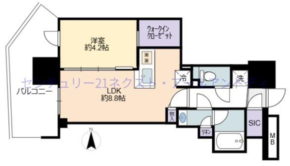 コンフォリア・リヴ本町ウエスト(1LDK/8階)の間取り写真
