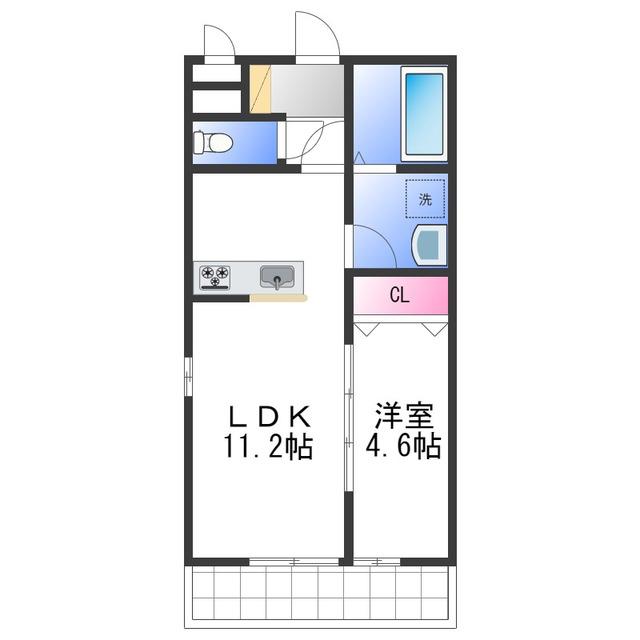 リコルテRINKU(1LDK/3階)の間取り写真