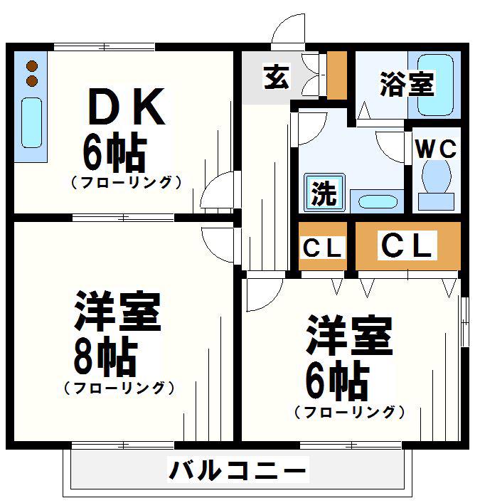 エムヤマグチ(2DK/1階)の間取り写真