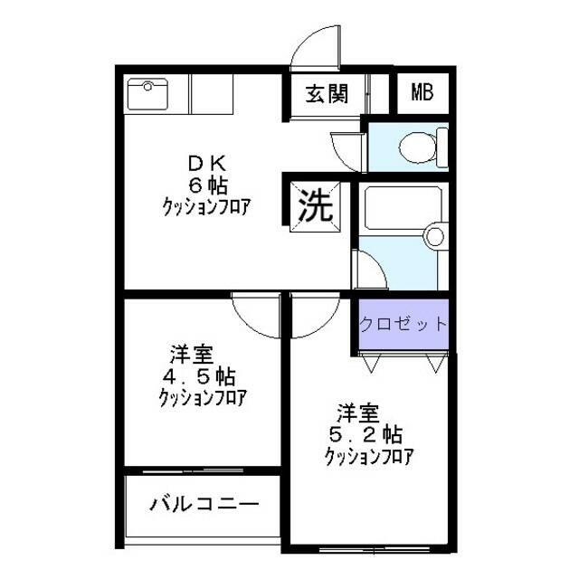 ヴィラハシモト(2DK/2階)の間取り写真