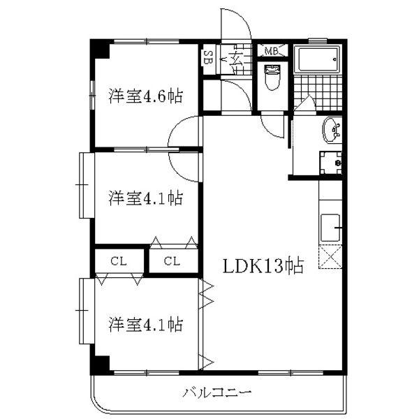 ジャンティ(3LDK/4階)の間取り写真