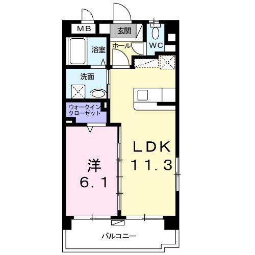 メゾンきらら(1LDK/2階)の間取り写真