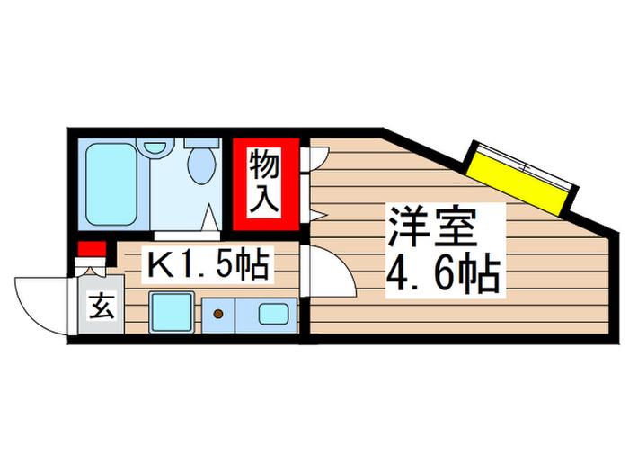キャッスルクレイン(1K/2階)の間取り写真