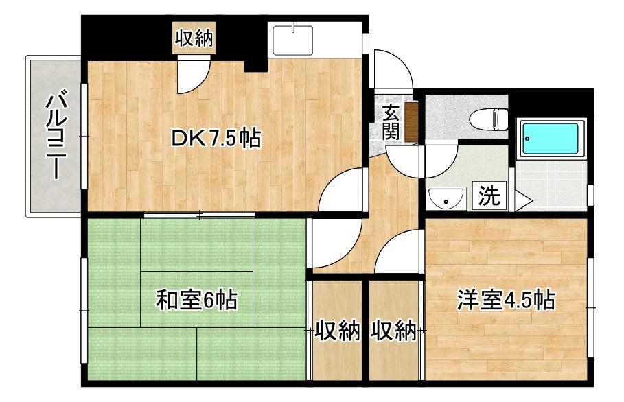 コーポ三好パート2(2DK/2階)の間取り写真