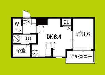 賑町シーエム・ディス(1DK/1階)の間取り写真