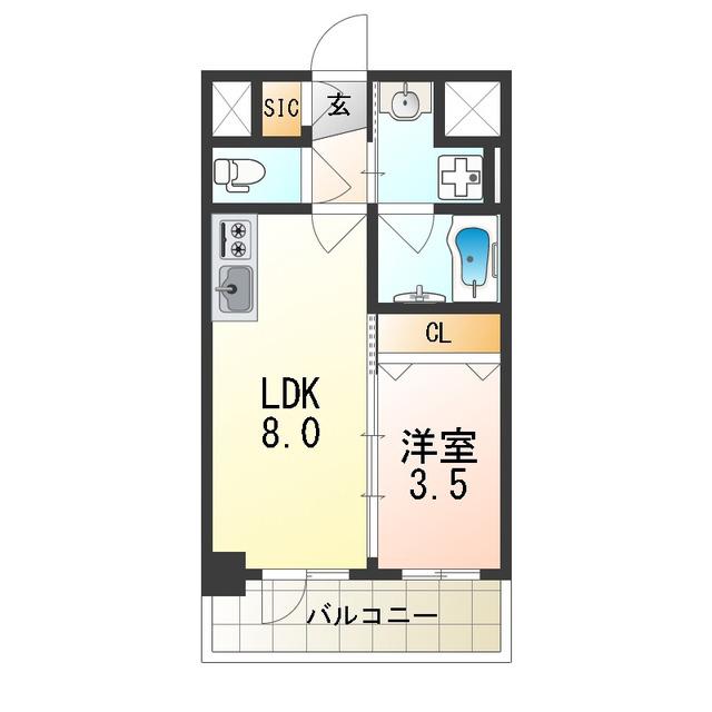 リアライズ布施駅前(1LDK/2階)の間取り写真
