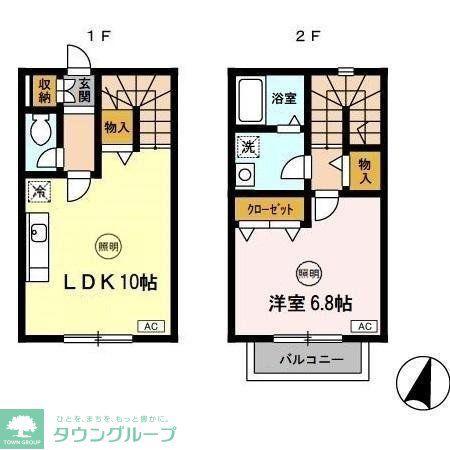 リースランド富士見II(1LDK/2階)の間取り写真