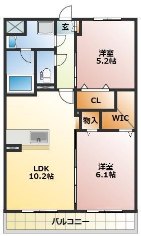 LIBERTE矢倉町(2LDK/2階)の間取り写真