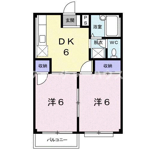 エルディムトビタ(2DK/1階)の間取り写真