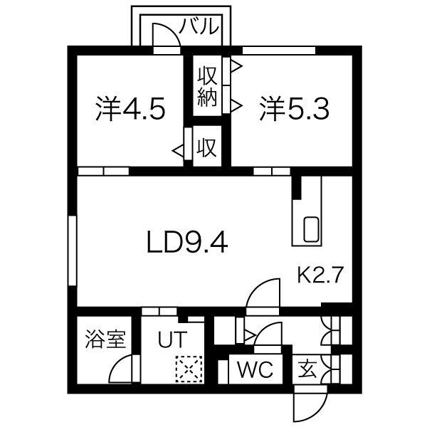 アルテ・ファシオ山鼻(2LDK/5階)の間取り写真