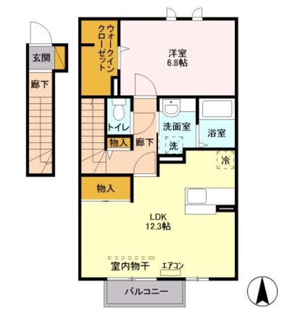 ルピナス弐番館(1LDK/2階)の間取り写真