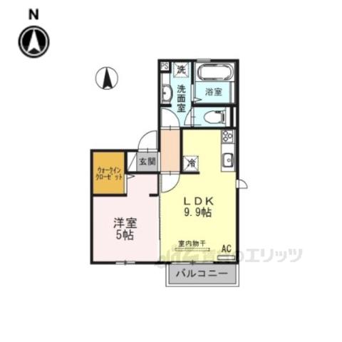 フェリオ吉田(1LDK/2階)の間取り写真