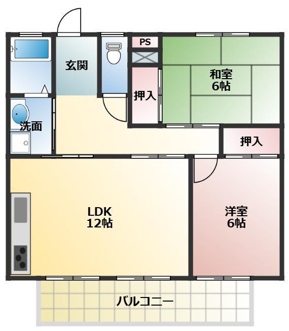 フラワーメイト(2LDK/2階)の間取り写真
