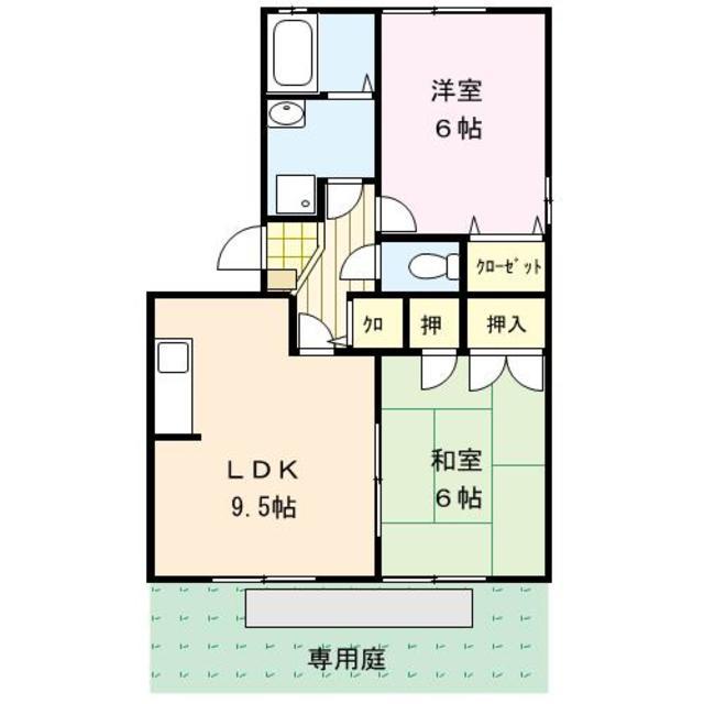 シャンポール(2LDK/1階)の間取り写真