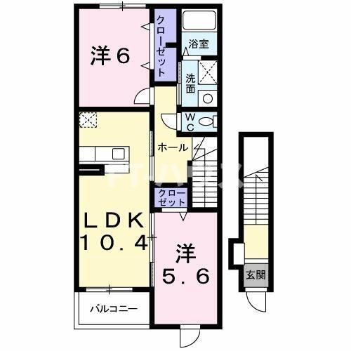 サンリット向日葵(2LDK/2階)の間取り写真