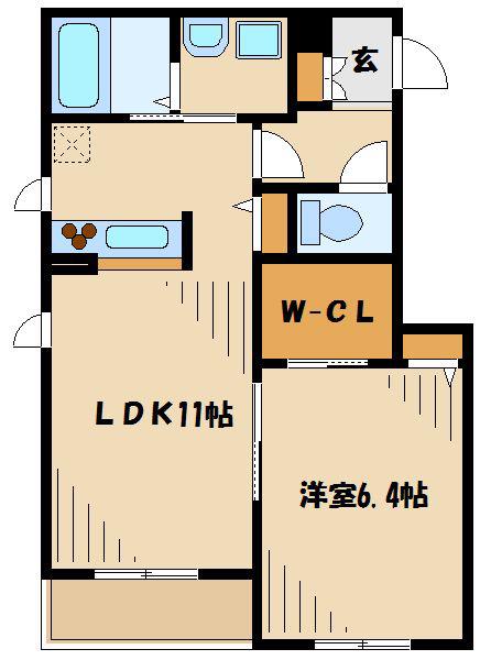 ノーブル ダーチャ(1LDK/2階)の間取り写真