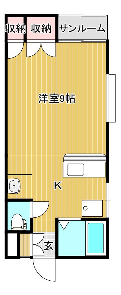 シャロムB(ワンルーム/1階)の間取り写真
