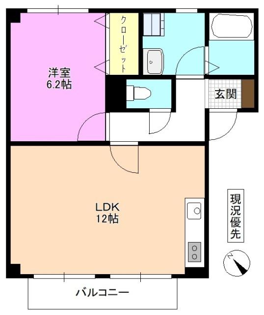 MERVEILLEUX(1LDK/1階)の間取り写真